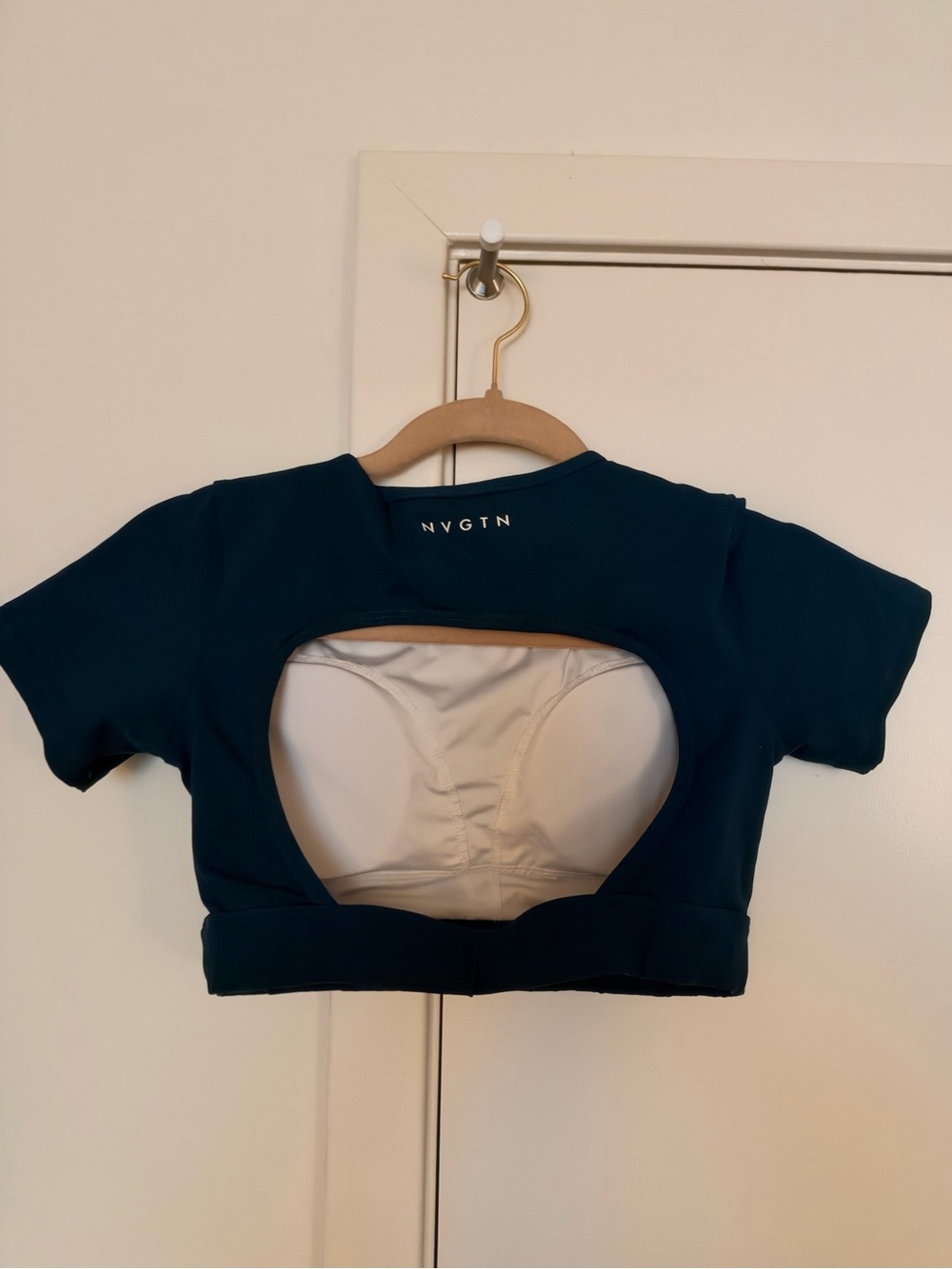 NVGTN Deep Teal Short Sleeve Open Back Crop Top